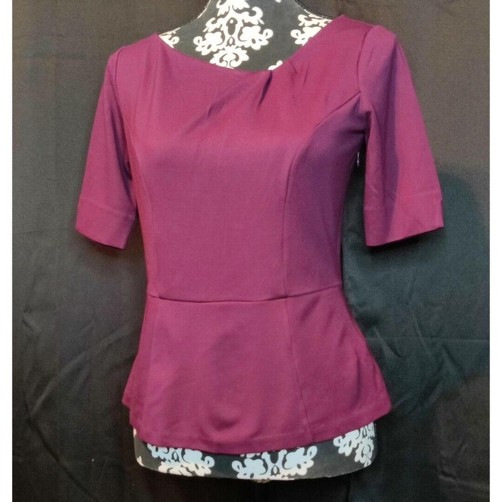White House Black Market Women's Plum Peplum Top Size 4